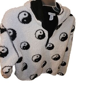 Women's Black and White Fleece Jacket